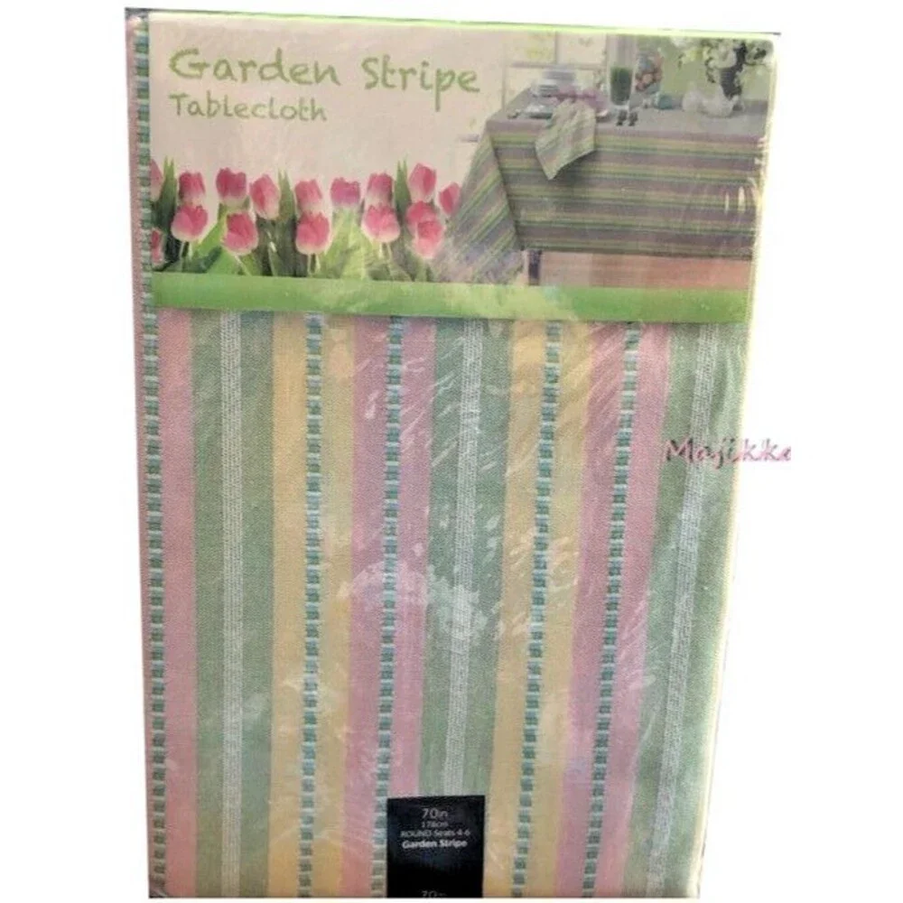 Colordrift Easter 60x120 Tablecloth Spring Stripe Garden Yellow Pink Green